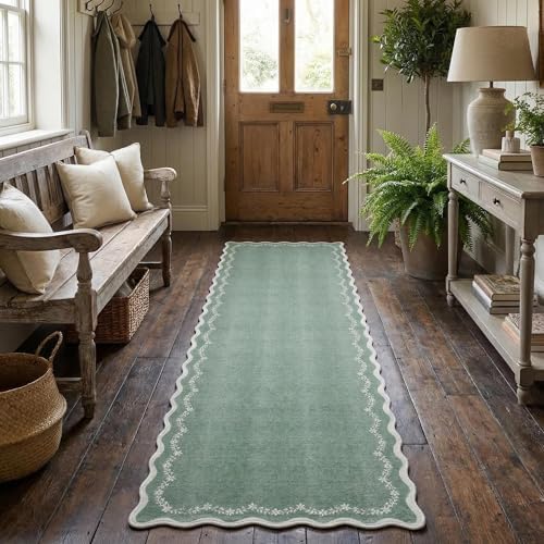 GarveeHome 2x6 Scalloped Washable Runner Rug Non Slip Hallway Kitchen Rug by GarveeHome