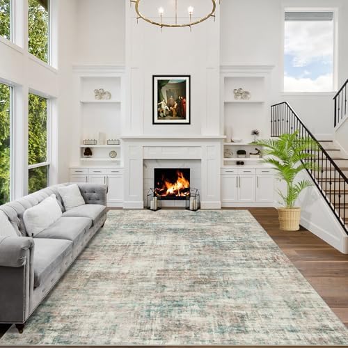 5x7 Area Rugs for Living Room: Washable Abstract Multi Color Bedroom Carpet by GENTDRIZZ