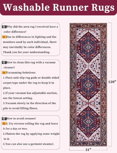 SERISSA 2'6"x10' Washable Non Slip Boho Runner Rug for Hallway - Image 2