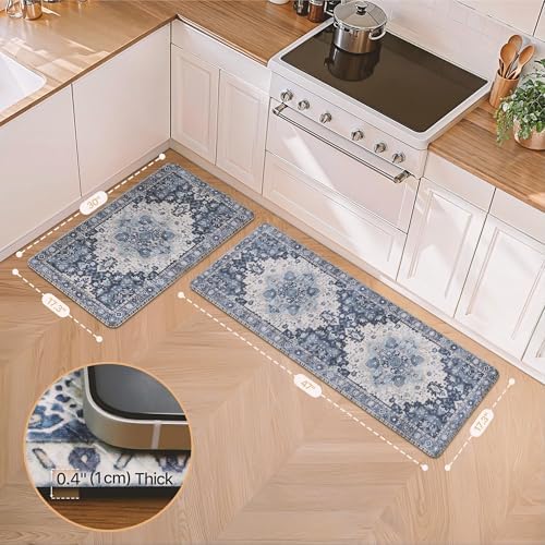 GENIMO Anti Fatigue Kitchen Mats for Floor 2PCS, Standing Rugs,Navy Blue - Image 2