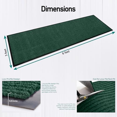 MaxMat® Extra Large Commercial Door Mat, Rubber Border Heavy Duty Door Mat, Waterproof, Low-Profile, Easy to Clean, Rubber Entry Mat. (Green, 3 x 6 feet) - Image 3