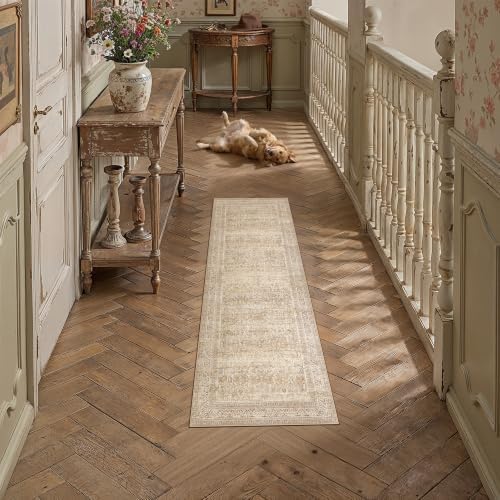 2x6 Beige Neutral Retro Runner Rug - Image 3