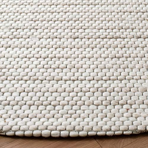 SAFAVIEH Marbella Collection Area Rug - 4' Round, Light Brown & Ivory, Flat Weave Wool Design, Ideal for High Traffic Areas in Living Room, Bedroom (MRB392T) - Image 5