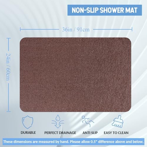 Hargiis Non-Slip Bathtub Mat, Anti Slip Shower Mat, Fast Drying Bathtub Mats, Foot Scrubber Mat, Anti Slip Mat for Tub, Floor, Bathroom, Kitchen, Home, Hotel (Brown 36"×24") - Image 2