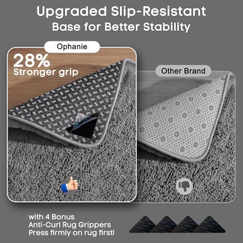 Ophanie 7x10 Area Rugs for Living Room,Upgrade Non-Slip Fluffy Soft Large Shag Bedroom Carpet,Grey Big Indoor Thick Rug,Gray Carpets for Boy and Girls Room Dorm Decor with Over 99 pcs Pile fibers - Image 4