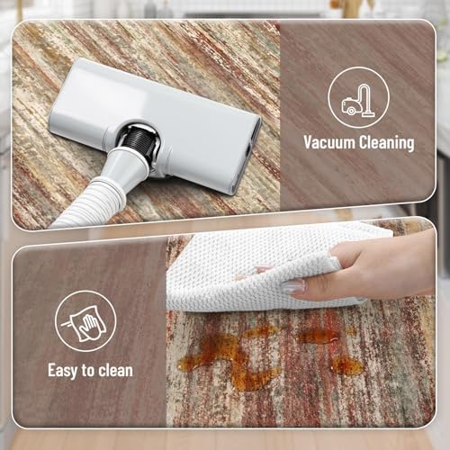 KIMODE Anti Fatigue Kitchen Mats for Floor 2 Piece,Red Brown Farmhouse Rugs - Image 5