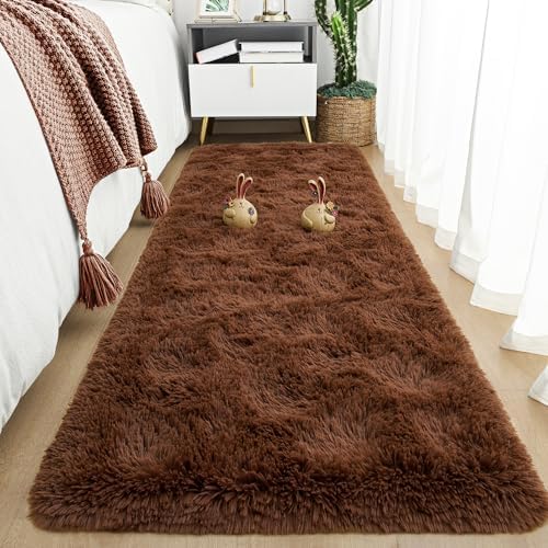 Tepook Brown Soft Runner Rugs for Bedroom 2x6 ft with Rubber Backing by Tepook