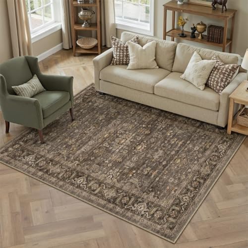 4x6 Dark Brown Vintage Area Rug by WondRg