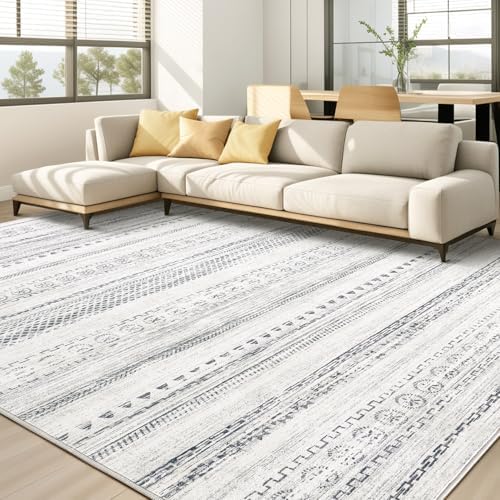 kakania Washable 9x12 Area Rug for Living Room: Boho Geometry Home Decor by kakania