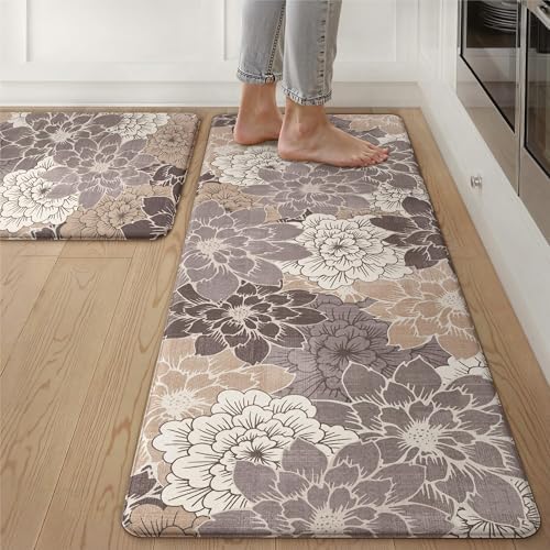 GENIMO Anti Fatigue Kitchen Mats for Floor 2PCS,Standing Rugs,Coffee Brown by GENIMO