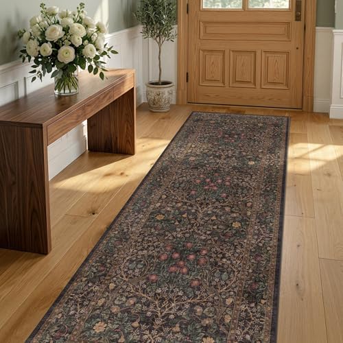 Dark Brown Washable 2x6 Runner Rugs for Entryway, Kitchen, Hallway, Bedroom Bedside, Laundry Room, Bathroom Rug, Pet & Kids Friendly Vintage Non Slip Low Pile Stain Resistant Long 24 x 72 Floor Carpet - Image 6