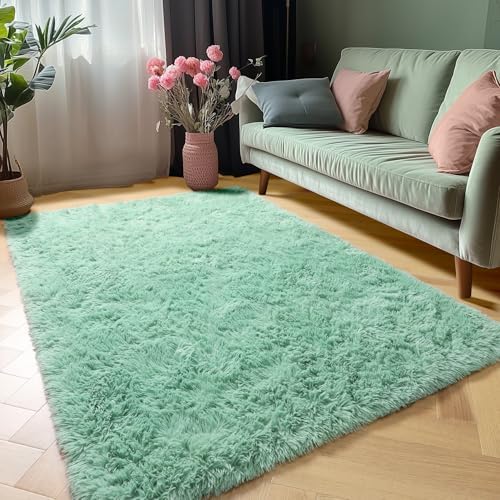 Sage Green Rugs for Kids Bedroom Dorm, 3x5 Fluffy Bedside Soft Area Rug - Image 4