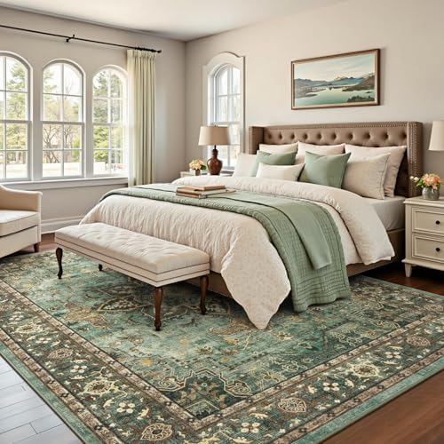 Lofus 9x12 Green Area Rugs for Bedroom Living Room, Vintage Boho Carpet - Image 2