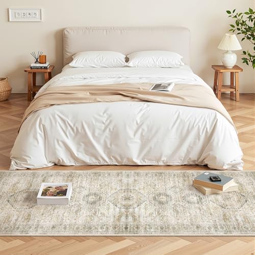 Washable Runner Rugs for Bedroom - 2x6 Runner Rug Non Slip, Ultra-Thin Entryway Runner, Soft Abstract Kitchen Runner for Hallway, Laundry, Bathroom, Indoor Door Mat(2'x6', Grey/Yellow) - Image 5