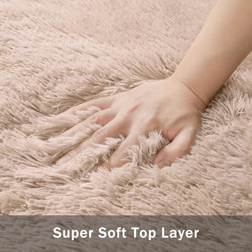 5x8 Area Rug for Living Room,Beige Fluffy Shag Non-Slip Bedroom Rugs - Image 7