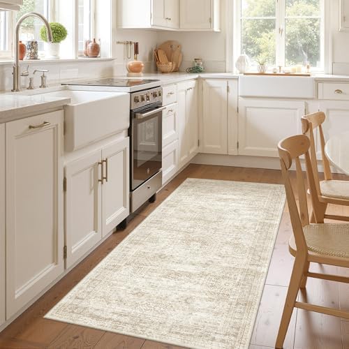 3x6 Runner Rug Non Slip,Washable Hallway Runner Rug,Beige - Image 5