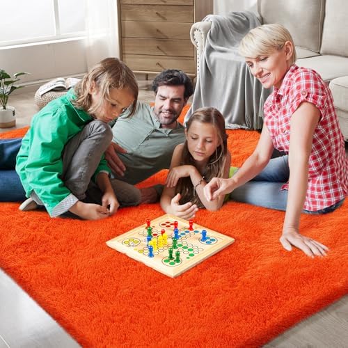 Shag Area Rugs for Bedroom Living Room,Orange 4X6 Ultra Soft Fluffy Area Rugs for Dorm,Indoor Carpet Plush Rugs for Home Halloween Decor - Image 2