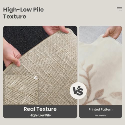 Valenrug 3x5 Entryway Rug, High-Low Pile Washable Rug for Bedroom, Beige - Image 5