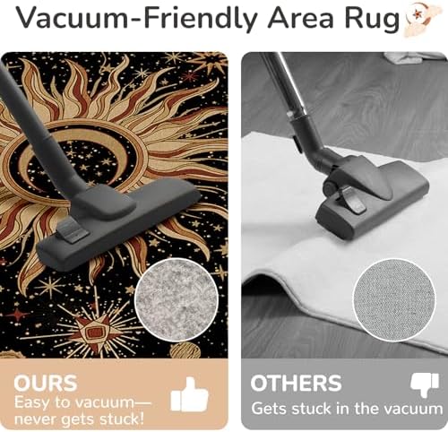 Vacuum-Friendly, 2x10 Washable Area Rug, Black Gold Beige Red - Image 4