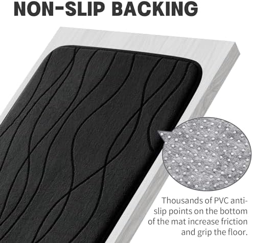 YIHOUSE Bathroom Rugs Set 5 Piece, Memory Foam Bath Mat Black - Image 6