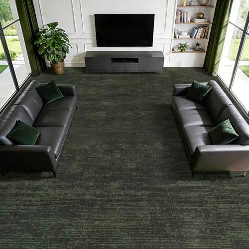 10x14 Washable Area Rug, Dark Green Solid Area Rugs for Living Room&Bedroom by LIANLAM