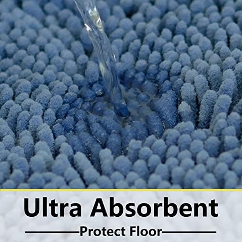 Bathroom Rugs Chenille 3-Piece Extra Soft and Absorbent Shag Bathroom Rugs, Machine Wash Mat, Strong PVC Non-Slip Underside, Plush Carpet Mats (Deep Blue) - Image 6