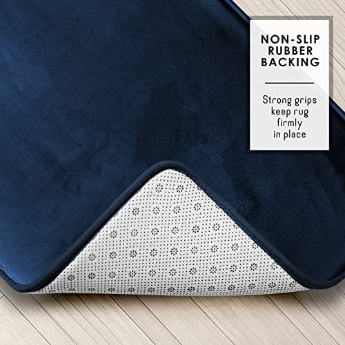 Clara Clark 2 Piece Bathroom Rugs, Velvet Memory Foam Bath Mat Set, Non-Slip Bath Rugs, Machine Wash, Dries Quickly, Ultra Soft Plush Bath Mats for Bathroom, 20 x 32 + Contour, Blue - Image 4