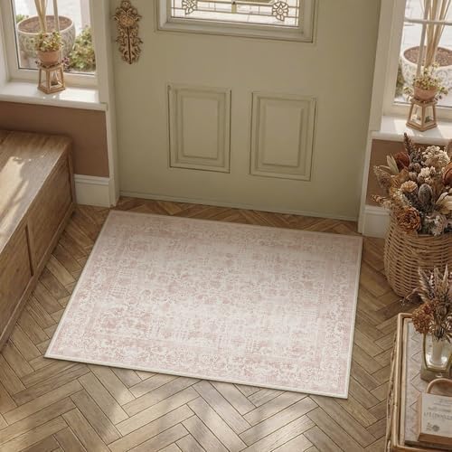 PureCozy Pink Entryway Area Rug 2x3 Vintage Floral - Image 2