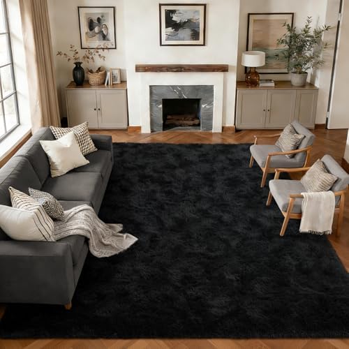 10x14 Extra Large Fluffy Shaggy Area Rugs Non-Slip for Living Room Black - Image 2
