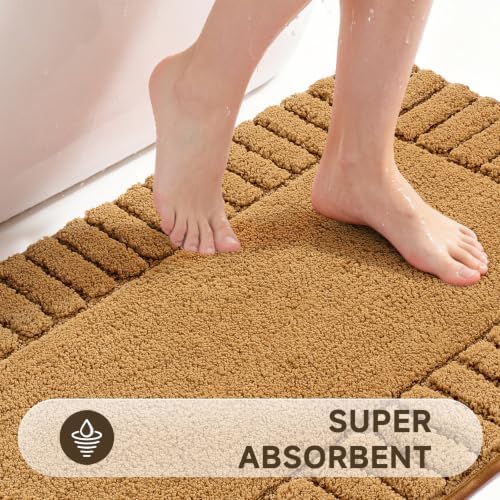 Pauwer Bathroom Rugs Set 5 Piece, Microfiber Bath Mat Set, Mustard - Image 4