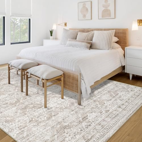 Area Rug Living Room Rugs 8x10 - Large Soft Boho Geometric Rug, Non-Slip Foldable Washable Rugs Non Shedding Morden Indoor Floor Carpet for Living Bedroom Office Dining Room(Ivory Mocha,8'x10') - Image 3