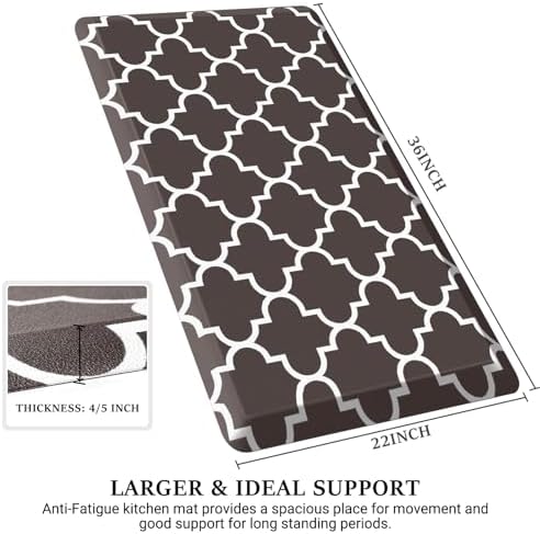 WISELIFE Anti Fatigue Floor Mat, Thick, 22" x 36", 4/5 Inch, Chocolate - Image 2