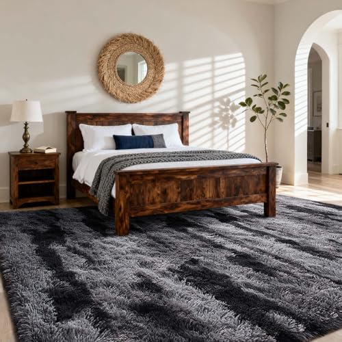 8x10 Ft Extra Large Shag Rugs for Living Room, Tie Dyed Ultra Soft Fluffy Furry Area Rugs for Bedroom Indoor Floor, Aesthetic Carpet for Kids Home Decor Black - Image 3