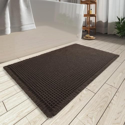 Upgraded Waffle Bath Mat Ultra Absorbent Non Slip Bathroom Mat, 17" x 24" by AMOAMI