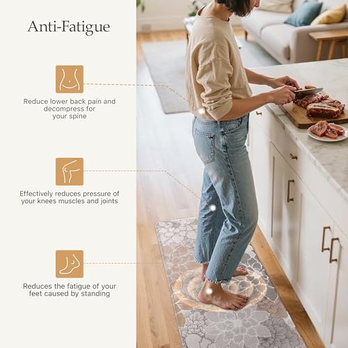 GENIMO Anti Fatigue Kitchen Mats for Floor 2PCS, Standing Rugs, Taupe Grey - Image 2