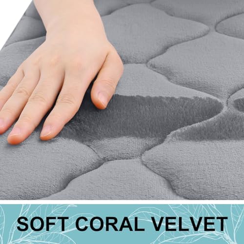 OLANLY Memory Foam Bath Mat Rug 30x20, Ultra Soft and Absorbent Bathroom Rugs, Non-Slip, Comfortable, Machine Washable Bath Carpet for Bathroom Floor, Tub, Shower and Home Decor Accessories, Grey - Image 3