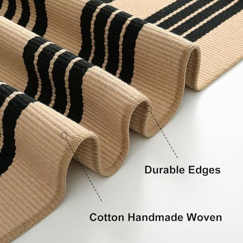 OJIA Outdoor Rug 3'x5', Black and Tan Patio Rugs Fall Door Mat Outside - Image 4
