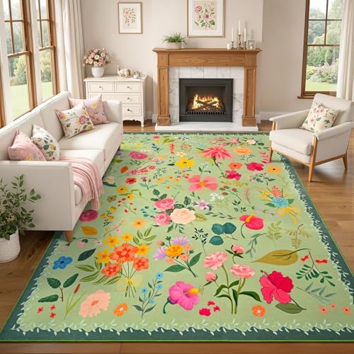 ISEAU Green Rug for Bedroom 4x6 Area Rugs for Kids Room Dorm Rug, Non Slip by ISEAU