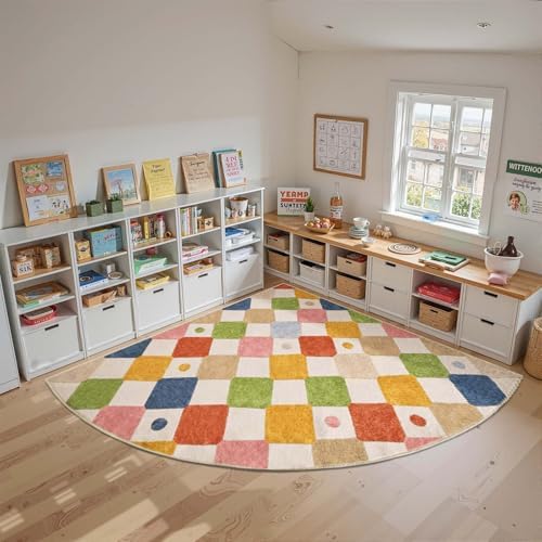jinchan Corner Rug Washable Kids Rug Colorful Classroom Nursery Play Mat by JINCHAN