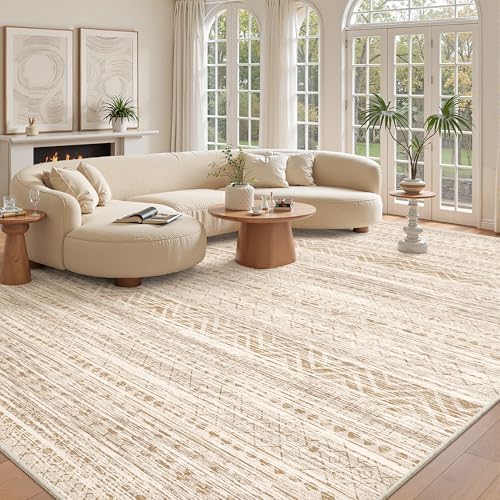 Miukiki 10x14 Area Rugs for Living Room Non Slip Washable Rug Beige by Miukiki