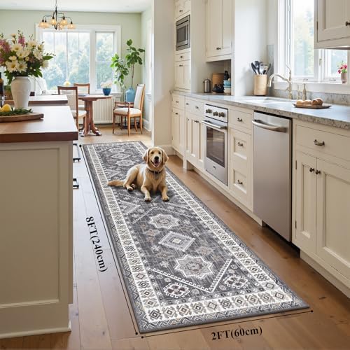 HEBE Boho Kitchen Mats for Floor 24''x96'', Non Slip Washable Runner Rug - Image 2