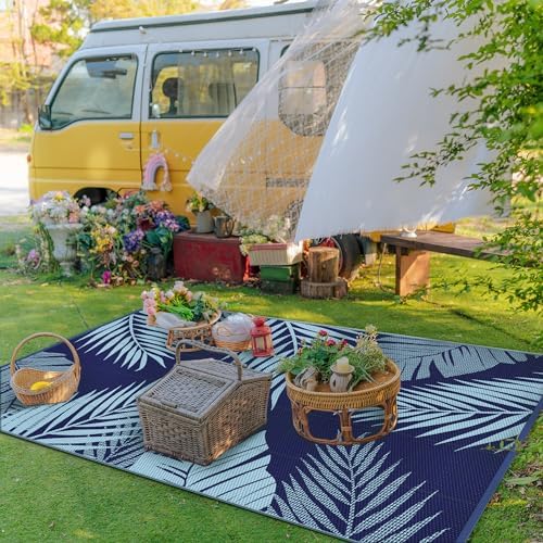 GENIMO Outdoor Rug, Waterproof Plastic Rugs for Patio, 6'x9' Blue - Image 3