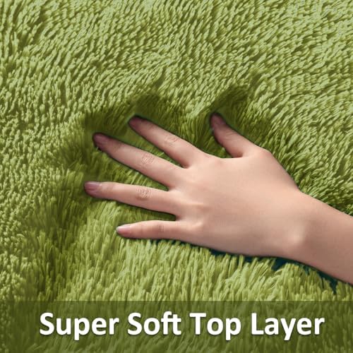 Ophanie Small Rug Washable Non Slip Throw Bedside Area Rugs, Fluffy Soft Green Mini Bedroom Carpet, Affordable Door Entryway Indoor Inside Front Entrance Dog 2x3 Mat, Home Decor Aesthetic, Nursery - Image 2