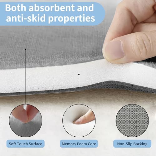 Cupic Cupid Super Soft Memory Foam Bath Mat, Grey Bathroom Toilet Rugs U Shaped, Non Slip Bath Mats for Bathroom Floor, Machine Washable Rugs for Toilet, Quick Dry Bath Carpet, U-Shaped 24" x 20" - Image 7