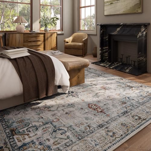 palohom 10x12 Area Rugs for Living Room: Large Area Rug Washable Stain Resistant Non Slip Distressed Vintage Low Pile Faux Wool Soft Rugs for Bedroom Farmhouse Dining Room Kids Playroom Nursery - Image 4