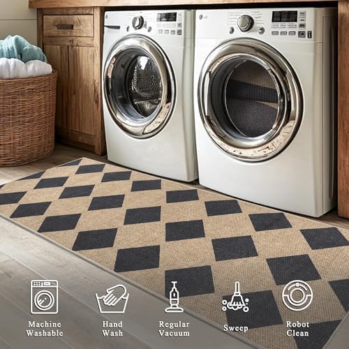 Zeeinx 2x6 Checkered Easy Jute Runner Rug Kitchen Runner Rugs for Hallway - Image 6
