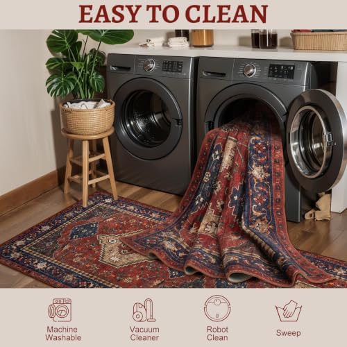 Tangsoo Oriental 2x3 Washable Rugs for Entryway, Non Slip Small Area Rug - Image 4