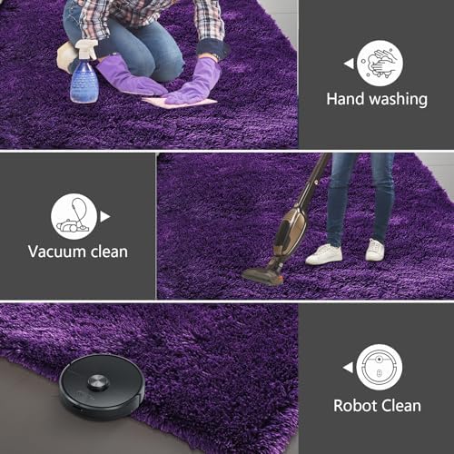 Shag Runner Rug for Bedroom Living Room 3x7 Upgrade Non-Slip Fluffy Soft Bedside Rugs,Purple Shaggy Purple Carpet for Livingroom Dorm Home Decor Aesthetic - Image 6