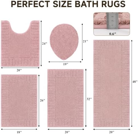 Pauwer Bathroom Rugs Set 5 Piece, Microfiber Bath Mat Set, Dusty Pink - Image 2