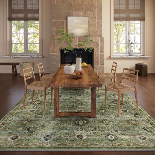 Washable Area Rugs for Living Room: 5x7 Rug Boho Vintage Rugs Stain Resistant Non Slip Low Pile Lightweight Soft Carpets for Bedroom Kitchen Dining Room Nursery Kids Room Farmhouse Home Office - Image 7